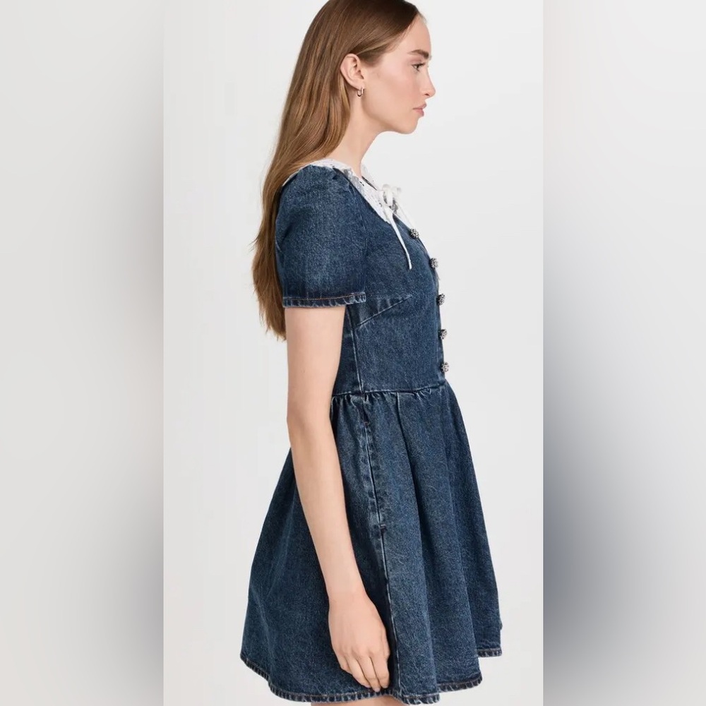 SELF-PORTRAIT 
Lace Collar Denim Mini Dress size 10 NWT - Picture 3 of 6